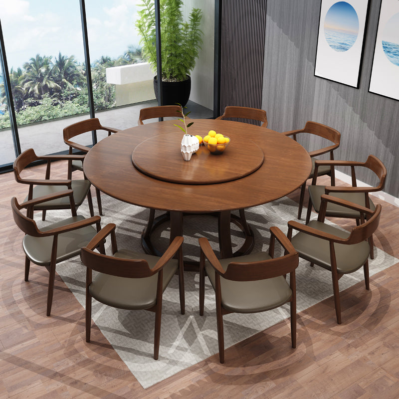 Table ronde moderne en bois massif, avec plateau tournant, pour la maison