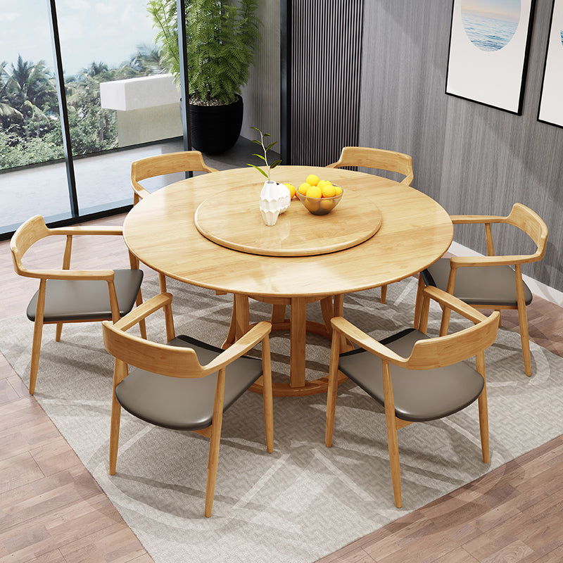 Table ronde moderne en bois massif, avec plateau tournant, pour la maison