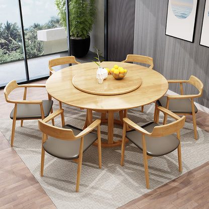 Table ronde moderne en bois massif, avec plateau tournant, pour la maison