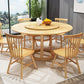 Table ronde moderne en bois massif, avec plateau tournant, pour la maison
