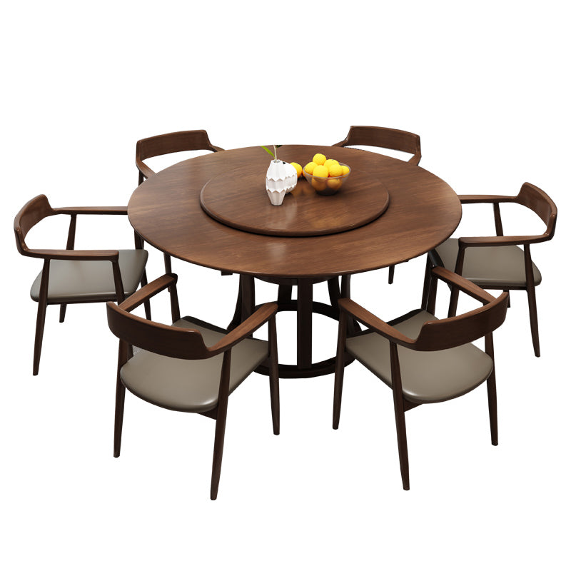 Table ronde moderne en bois massif, avec plateau tournant, pour la maison