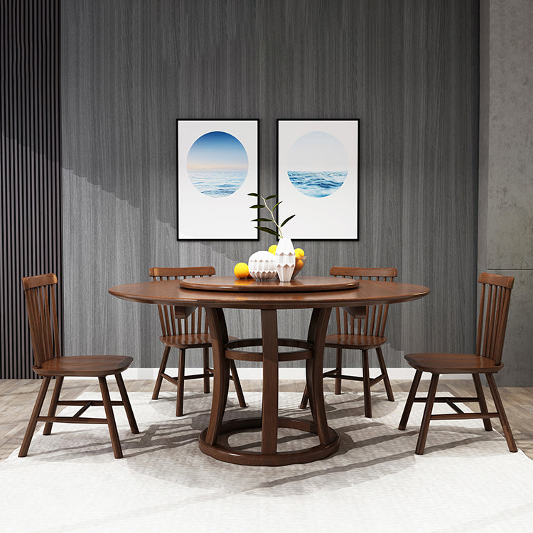 Table ronde moderne en bois massif, avec plateau tournant, pour la maison