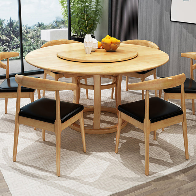 Table ronde moderne en bois massif, avec plateau tournant, pour la maison