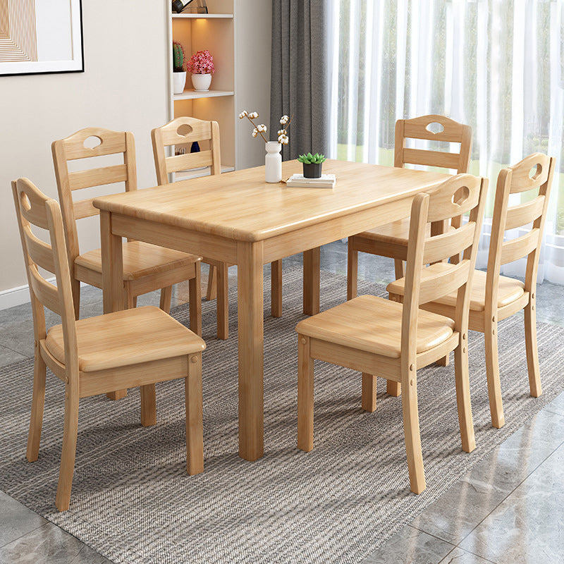 Rectangle Wood Table Contemporary Style Dining Table with 4 Legs Wood 63"L x 31.5"W x 29.5"H Without Chairs Clearhalo 'Dining Tables & Seating' 'Dining Tables' 'dining_table' 'furn' 'furn_dining_table' 'Furniture' 'Kitchen & Dining Furniture' 6266096