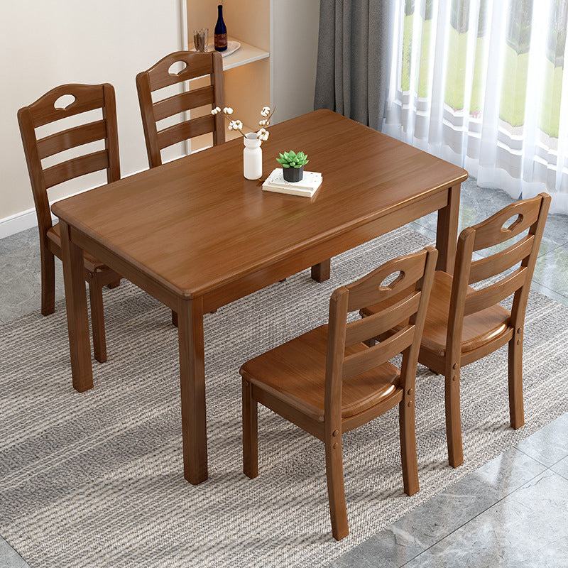 Rectangle Wood Table Contemporary Style Dining Table with 4 Legs Nut-Brown Without Chairs Clearhalo 'Dining Tables & Seating' 'Dining Tables' 'dining_table' 'furn' 'furn_dining_table' 'Furniture' 'Kitchen & Dining Furniture' 6266097