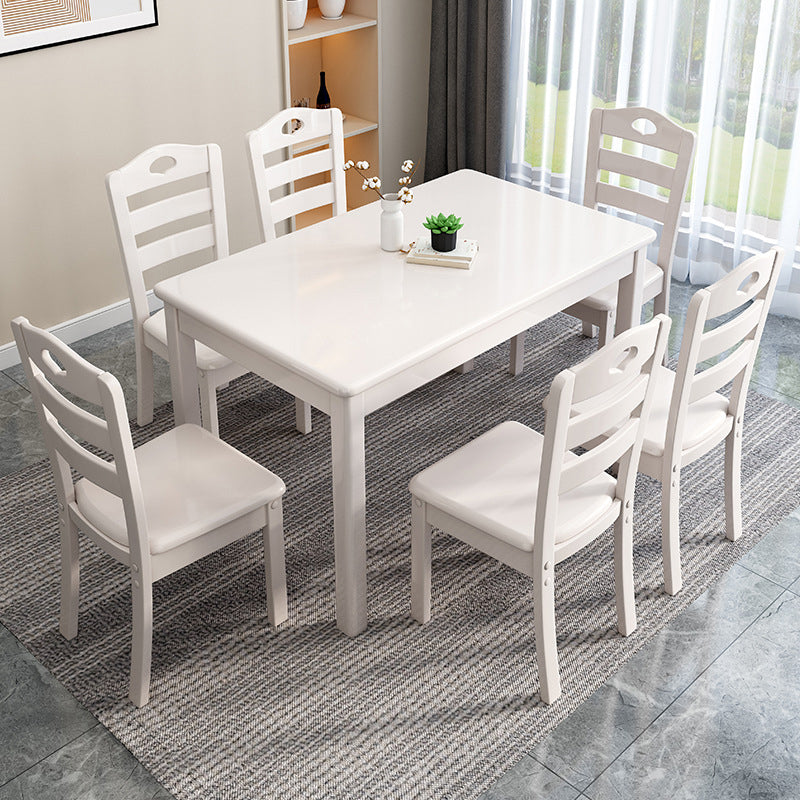 Rectangle Wood Table Contemporary Style Dining Table with 4 Legs White Without Chairs Clearhalo 'Dining Tables & Seating' 'Dining Tables' 'dining_table' 'furn' 'furn_dining_table' 'Furniture' 'Kitchen & Dining Furniture' 6266098