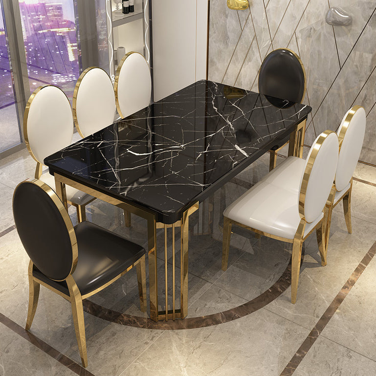 Tavolo da pranzo rettangolare in stile glam con base in metallo con 4 gambe