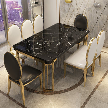 Tavolo da pranzo rettangolare in stile glam con base in metallo con 4 gambe