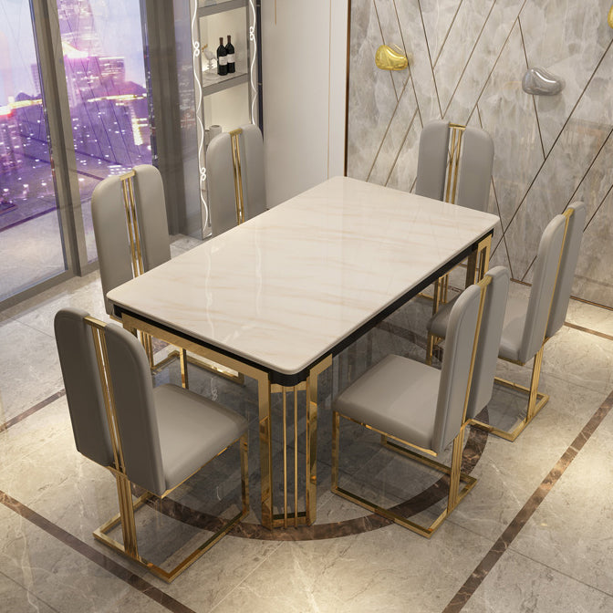 Tavolo da pranzo rettangolare in stile glam con base in metallo con 4 gambe
