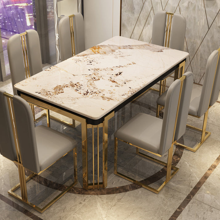 Tavolo da pranzo rettangolare in stile glam con base in metallo con 4 gambe