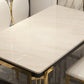 Tavolo da pranzo rettangolare in stile glam con base in metallo con 4 gambe