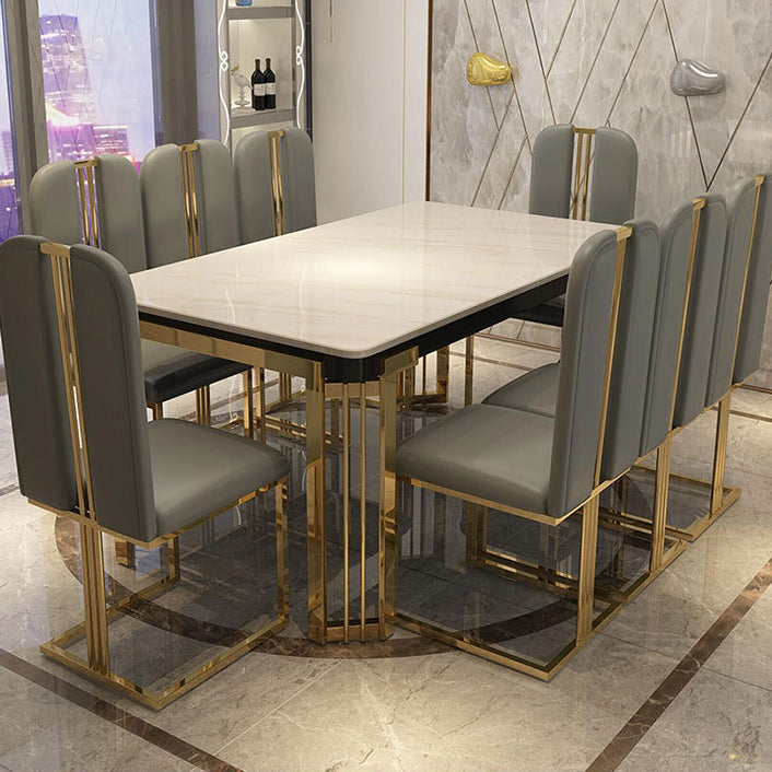 Tavolo da pranzo rettangolare in stile glam con base in metallo con 4 gambe
