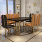 Tavolo da pranzo rettangolare in stile glam con base in metallo con 4 gambe
