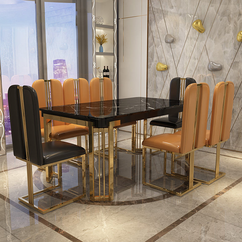 Tavolo da pranzo rettangolare in stile glam con base in metallo con 4 gambe