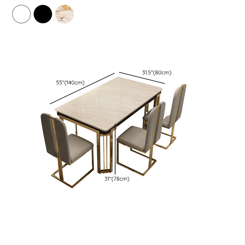 Tavolo da pranzo rettangolare in stile glam con base in metallo con 4 gambe