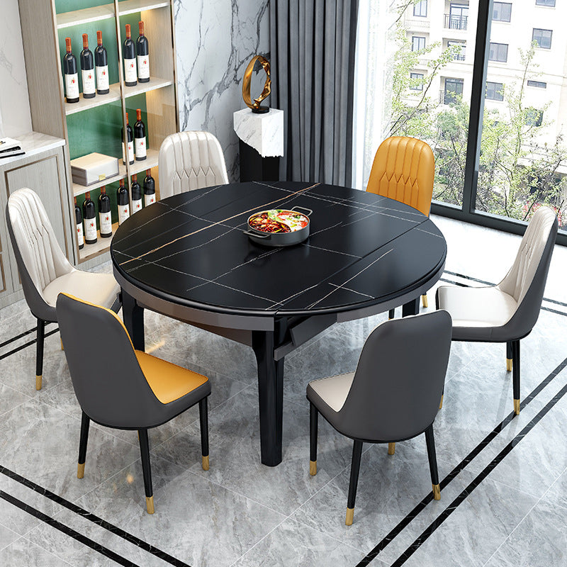 Mesa plegable extensible contemporánea, mesa base de madera maciza para comedor