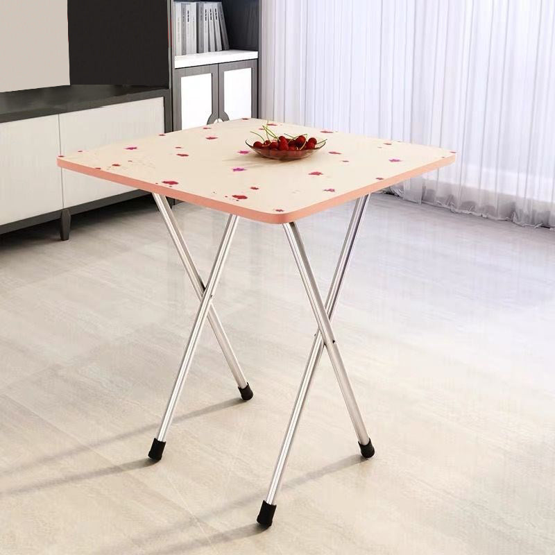 Metal and Wood Table 28.5"H Mid-century Modern Minimalist Foldable Square Dining Table