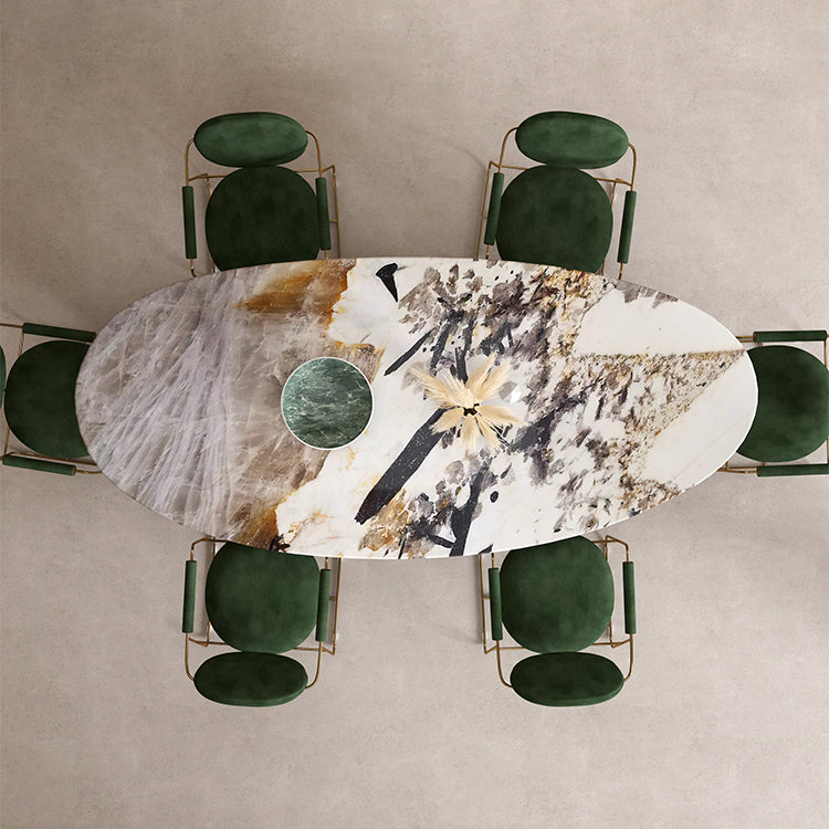 Sintered Stone Home Desk Luxury Oval Shape Fixed Table for Dining Room Clearhalo 'Dining Tables & Seating' 'Dining Tables' 'dining_table' 'furn' 'furn_dining_table' 'Furniture' 'Kitchen & Dining Furniture' 6266153