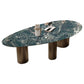 Sintered Stone Home Desk Luxury Oval Shape Fixed Table for Dining Room Green 55.1"L x 31.5"W x 29.9"H Without Chairs Clearhalo 'Dining Tables & Seating' 'Dining Tables' 'dining_table' 'furn' 'furn_dining_table' 'Furniture' 'Kitchen & Dining Furniture' 6266156