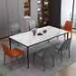 Industrial Sintered Stone Kitchen Table Rectangle Fixed Dining Room Desk White 63"L x 31.5"W x 29.5"H Without Chairs Clearhalo 'Dining Tables & Seating' 'Dining Tables' 'dining_table' 'furn' 'furn_dining_table' 'Furniture' 'Kitchen & Dining Furniture' 6266193