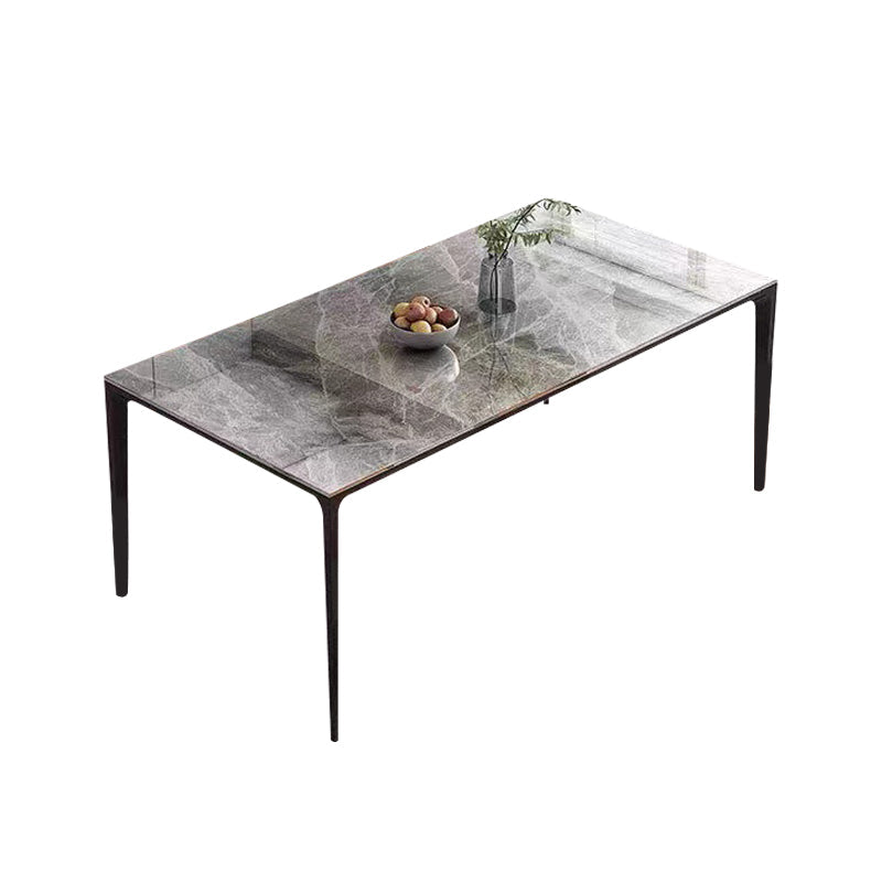 Industrial Sintered Stone Kitchen Table Rectangle Fixed Dining Room Desk Grey Without Chairs Clearhalo 'Dining Tables & Seating' 'Dining Tables' 'dining_table' 'furn' 'furn_dining_table' 'Furniture' 'Kitchen & Dining Furniture' 6266194