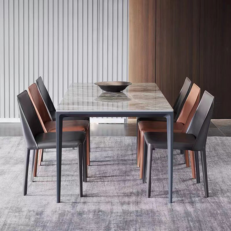 Industrial Sintered Stone Kitchen Table Rectangle Fixed Dining Room Desk Grey 55.1"L x 31.5"W x 29.5"H Without Chairs Clearhalo 'Dining Tables & Seating' 'Dining Tables' 'dining_table' 'furn' 'furn_dining_table' 'Furniture' 'Kitchen & Dining Furniture' 6266198