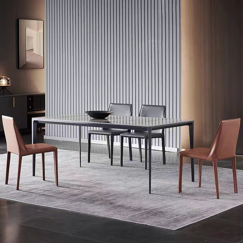 Industrial Sintered Stone Kitchen Table Rectangle Fixed Dining Room Desk Clearhalo 'Dining Tables & Seating' 'Dining Tables' 'dining_table' 'furn' 'furn_dining_table' 'Furniture' 'Kitchen & Dining Furniture' 6266200