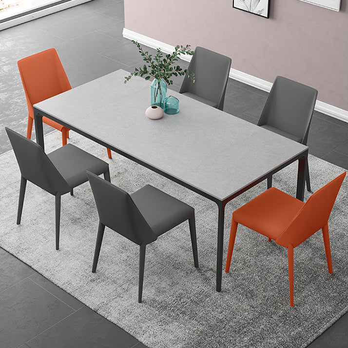 Industrial Sintered Stone Kitchen Table Rectangle Fixed Dining Room Desk Clearhalo 'Dining Tables & Seating' 'Dining Tables' 'dining_table' 'furn' 'furn_dining_table' 'Furniture' 'Kitchen & Dining Furniture' 6266207