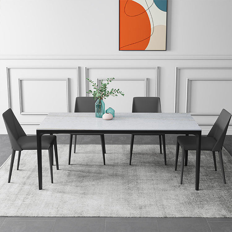 Industrial Sintered Stone Kitchen Table Rectangle Fixed Dining Room Desk Clearhalo 'Dining Tables & Seating' 'Dining Tables' 'dining_table' 'furn' 'furn_dining_table' 'Furniture' 'Kitchen & Dining Furniture' 6266209