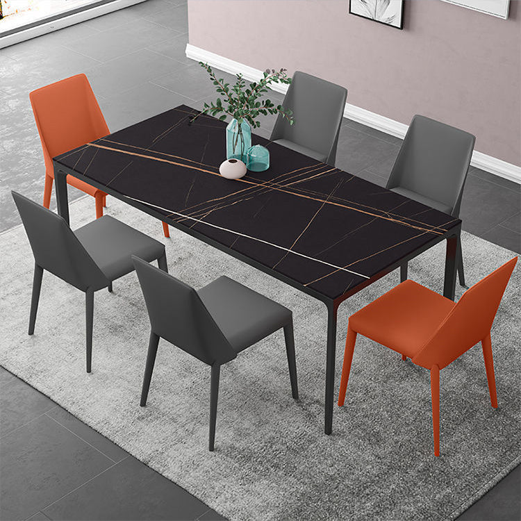 Industrial Sintered Stone Kitchen Table Rectangle Fixed Dining Room Desk Clearhalo 'Dining Tables & Seating' 'Dining Tables' 'dining_table' 'furn' 'furn_dining_table' 'Furniture' 'Kitchen & Dining Furniture' 6266211