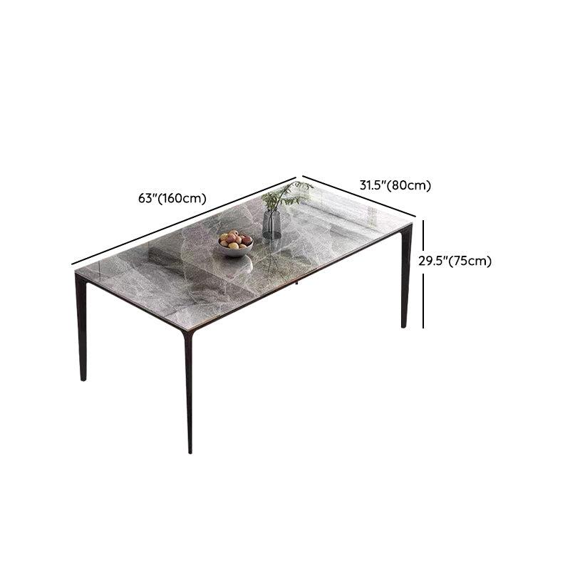 Industrial Sintered Stone Kitchen Table Rectangle Fixed Dining Room Desk Clearhalo 'Dining Tables & Seating' 'Dining Tables' 'dining_table' 'furn' 'furn_dining_table' 'Furniture' 'Kitchen & Dining Furniture' 6266218