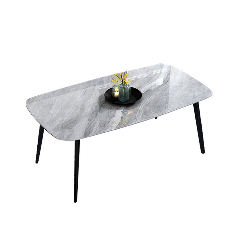 Home Sintered Stone Kitchen Table Industrial Rectangle Fixed Dining Desk Light Gray Without Chairs Clearhalo 'Dining Tables & Seating' 'Dining Tables' 'dining_table' 'furn' 'furn_dining_table' 'Furniture' 'Kitchen & Dining Furniture' 6266233