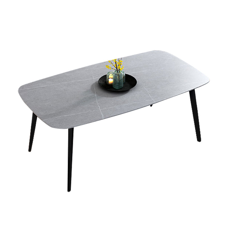Home Sintered Stone Kitchen Table Industrial Rectangle Fixed Dining Desk Black-Gray Without Chairs Clearhalo 'Dining Tables & Seating' 'Dining Tables' 'dining_table' 'furn' 'furn_dining_table' 'Furniture' 'Kitchen & Dining Furniture' 6266237