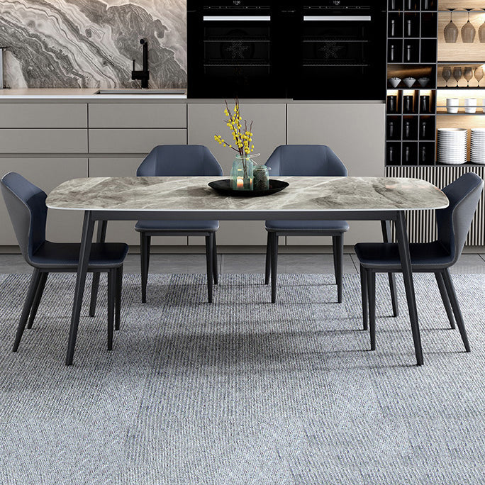 Home Sintered Stone Kitchen Table Industrial Rectangle Fixed Dining Desk Clearhalo 'Dining Tables & Seating' 'Dining Tables' 'dining_table' 'furn' 'furn_dining_table' 'Furniture' 'Kitchen & Dining Furniture' 6266247