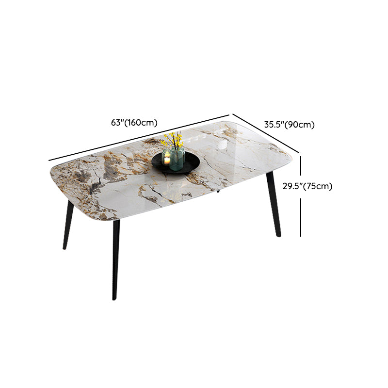 Home Sintered Stone Kitchen Table Industrial Rectangle Fixed Dining Desk Clearhalo 'Dining Tables & Seating' 'Dining Tables' 'dining_table' 'furn' 'furn_dining_table' 'Furniture' 'Kitchen & Dining Furniture' 6266262