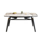 Tavolo da pranzo moderno allungabile in pietra con base in legno per sala da pranzo