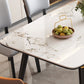 Tavolo da pranzo moderno allungabile in pietra con base in legno per sala da pranzo