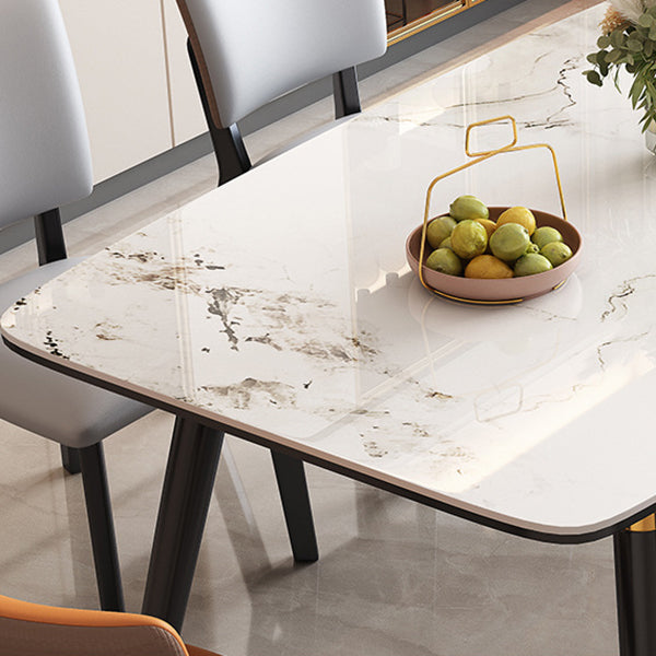 Tavolo da pranzo moderno allungabile in pietra con base in legno per sala da pranzo