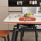 Tavolo da pranzo moderno allungabile in pietra con base in legno per sala da pranzo