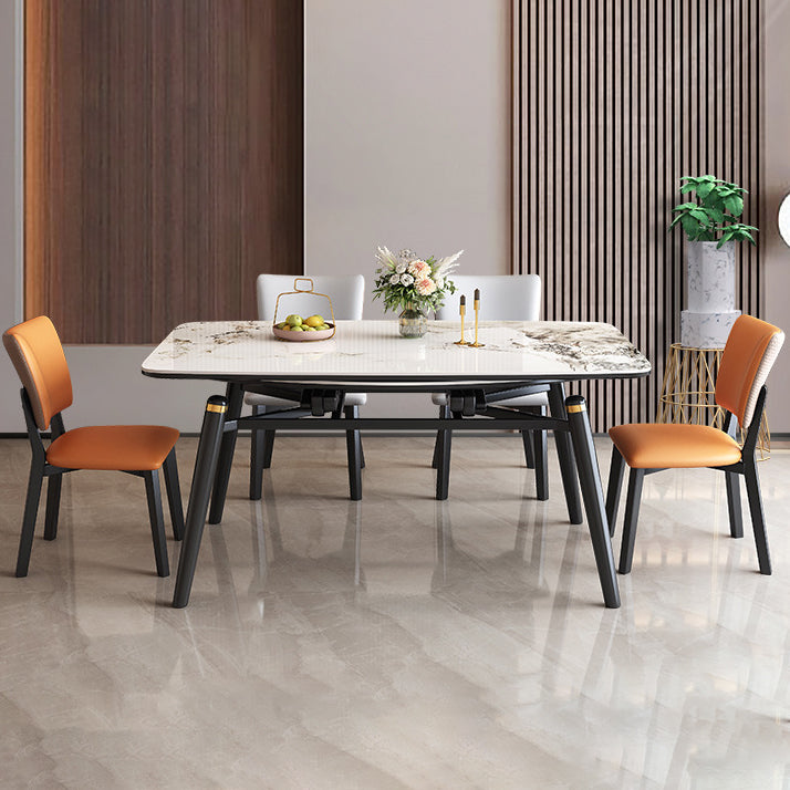 Tavolo da pranzo moderno allungabile in pietra con base in legno per sala da pranzo