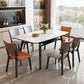 Tavolo da pranzo moderno allungabile in pietra con base in legno per sala da pranzo
