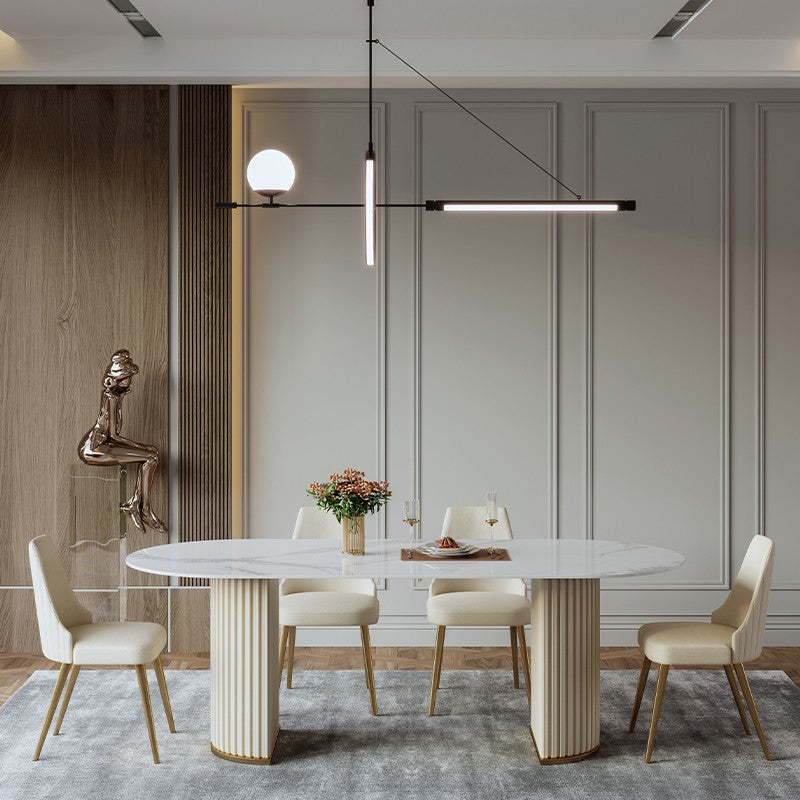 Ovale eetkamertafel Luxe dubbele keukentafel op voetstuk