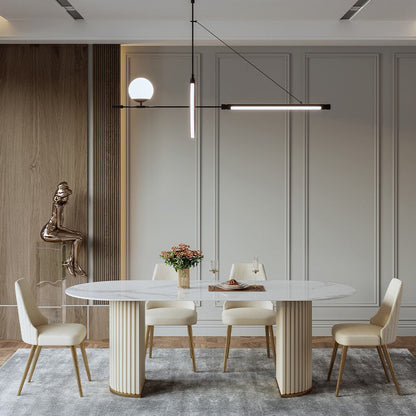 Ovale eetkamertafel Luxe dubbele keukentafel op voetstuk