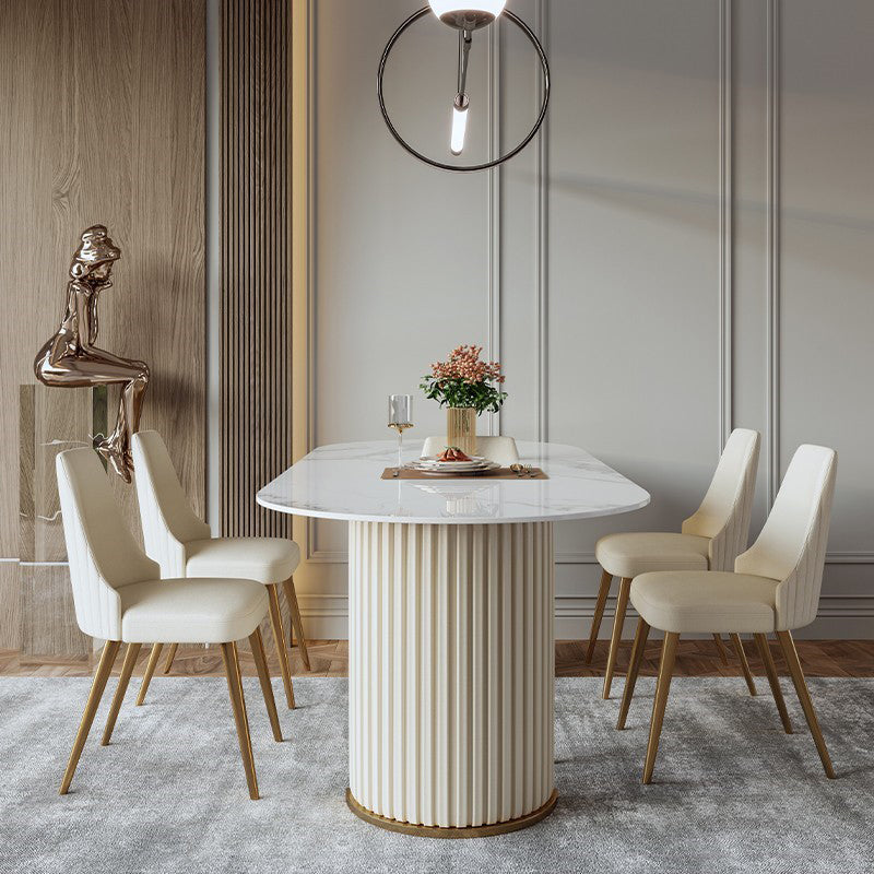 Ovale eetkamertafel Luxe dubbele keukentafel op voetstuk