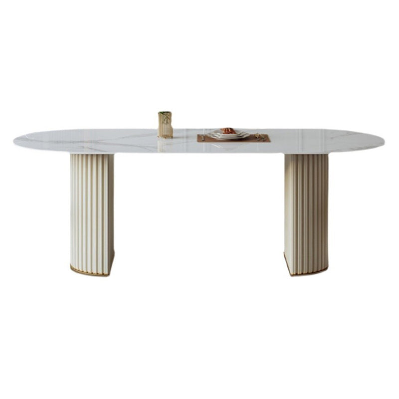 Ovale eetkamertafel Luxe dubbele keukentafel op voetstuk