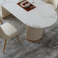 Ovale eetkamertafel Luxe dubbele keukentafel op voetstuk