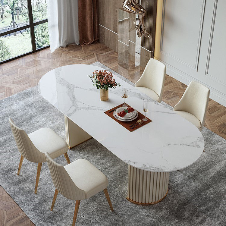Ovale eetkamertafel Luxe dubbele keukentafel op voetstuk