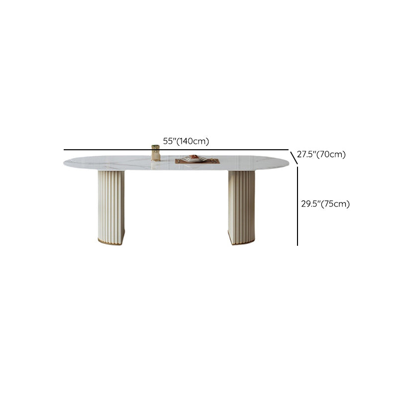 Ovale eetkamertafel Luxe dubbele keukentafel op voetstuk