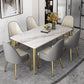 Slate and Metal Table Glam Style Minimalist Rectangular Dining Table 55.1"L x 31.5"W x 29.5"H Without Chairs Clearhalo 'Dining Tables & Seating' 'Dining Tables' 'dining_table' 'furn' 'furn_dining_table' 'Furniture' 'Kitchen & Dining Furniture' 6266317