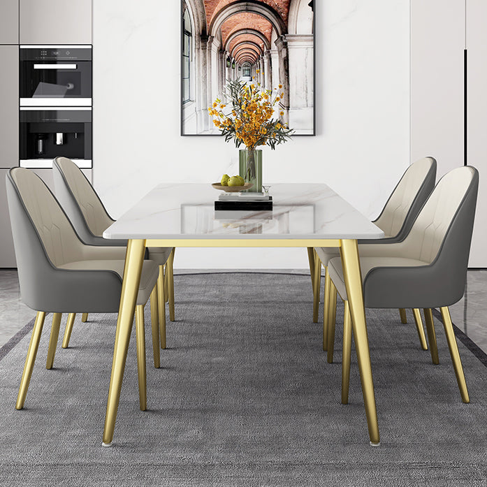 Slate and Metal Table Glam Style Minimalist Rectangular Dining Table 51.2"L x 27.6"W x 29.5"H Without Chairs Clearhalo 'Dining Tables & Seating' 'Dining Tables' 'dining_table' 'furn' 'furn_dining_table' 'Furniture' 'Kitchen & Dining Furniture' 6266319